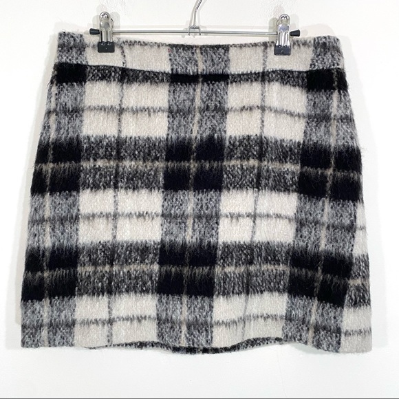Kate Spade Wool Mohair Plaid Mini Skirt 10